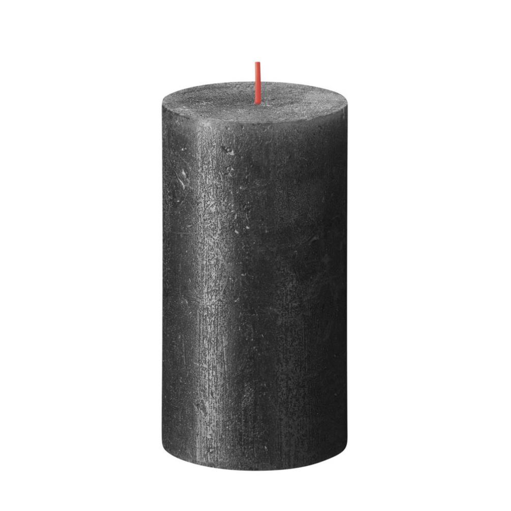 Bolsius Anthracite Rustic Shimmer Metallic Pillar Candle 13cm x 7cm £5.84